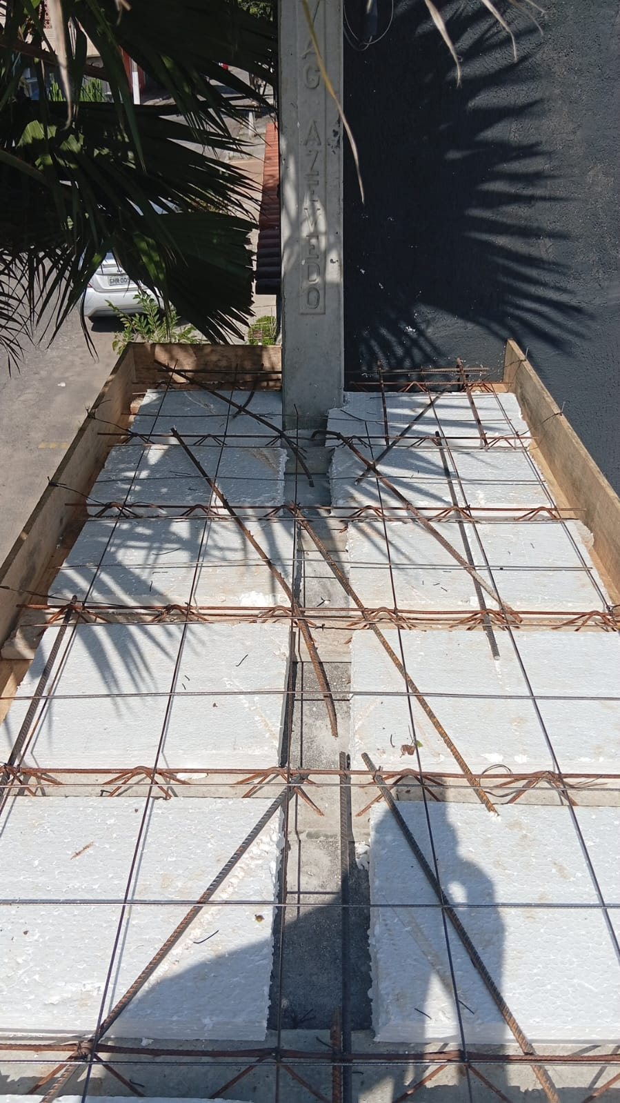 Laje com ferragem armada para concretagem